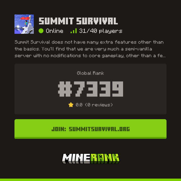 Summit Survival Server IP, Reviews and Vote Link - Minerank