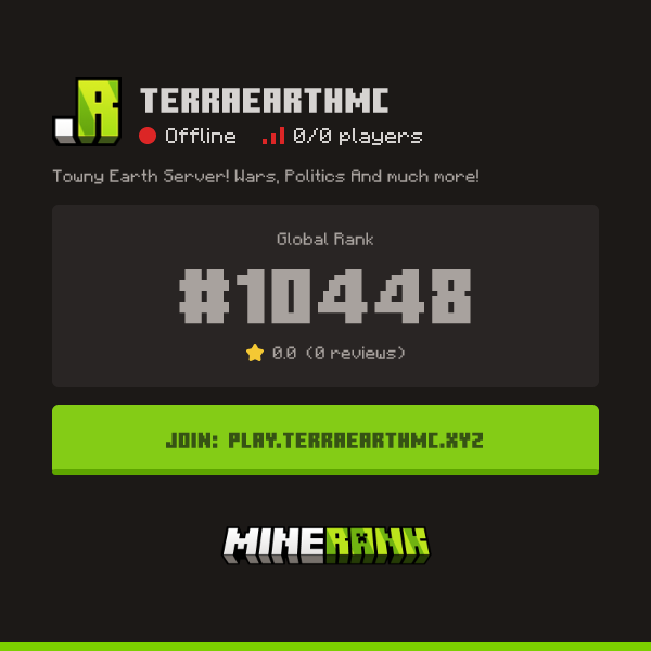 TerraEarthMC Server IP, Reviews and Vote Link - Minerank