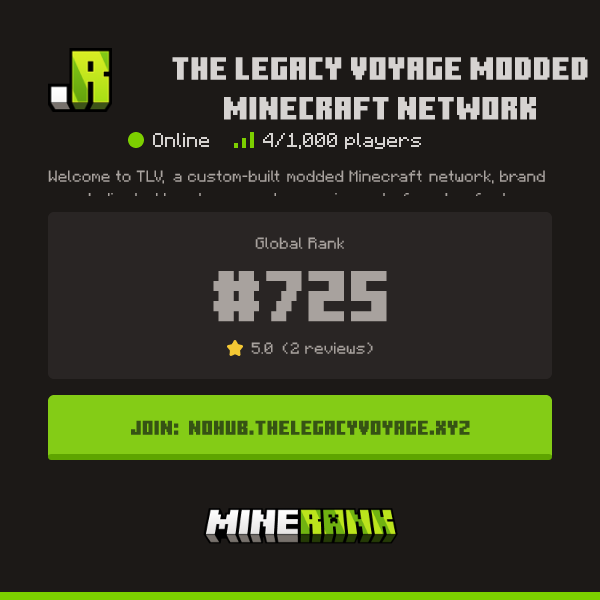 Send Your Vote & Review for The Legacy Voyage Modded Minecraft Network ...