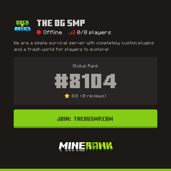 The OG SMP Server IP, Reviews and Vote Link - Minerank