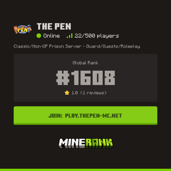 The Pen Server IP, Reviews and Vote Link - Minerank