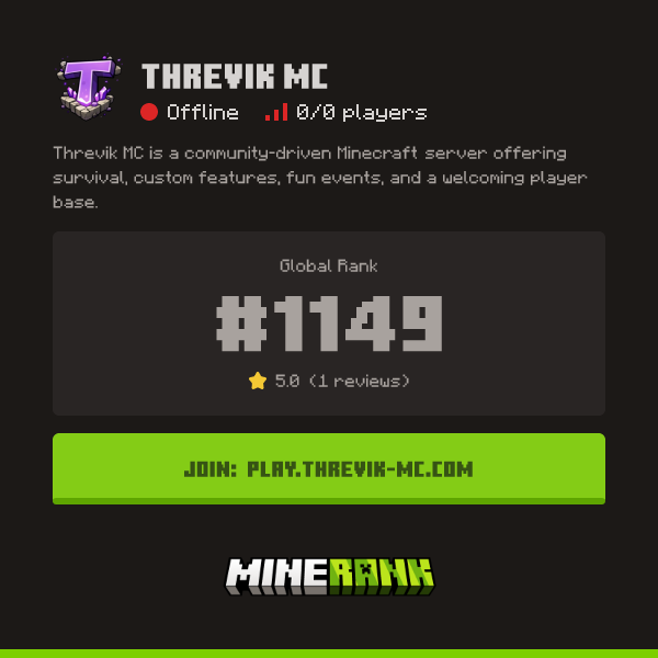 Threvik MC Minecraft Server Reviews - Minerank