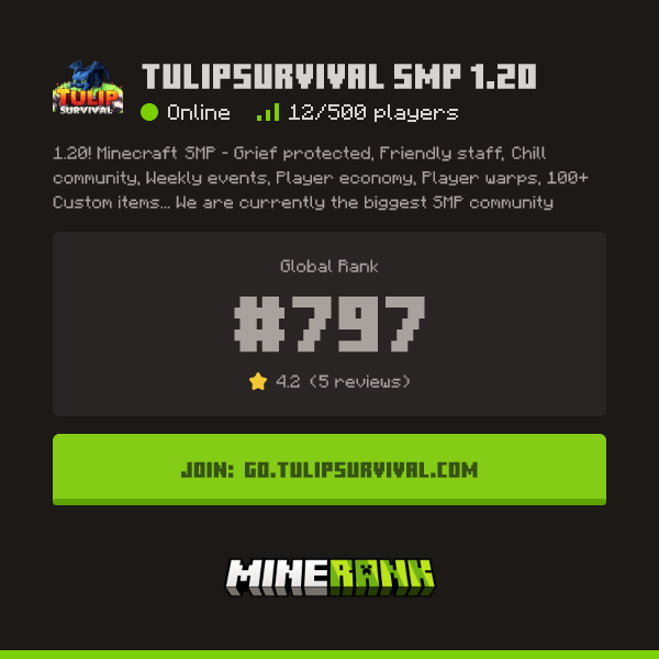 TulipSurvival SMP 1.20 Server IP, Reviews and Vote Link - Minerank