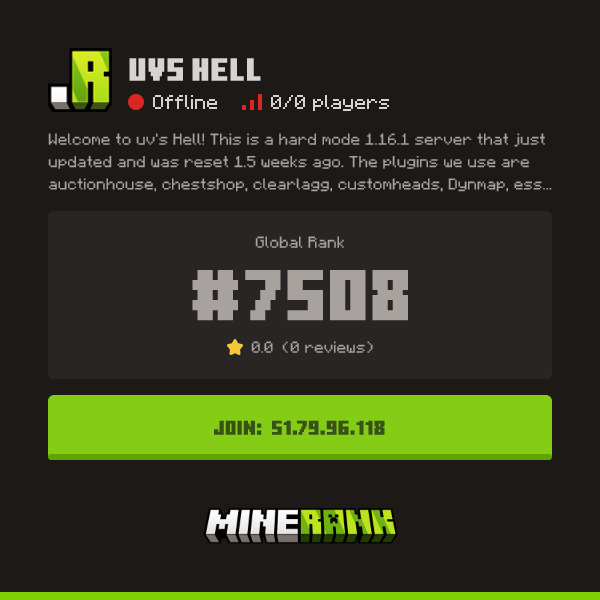 uvs Hell Server IP, Reviews and Vote Link - Minerank