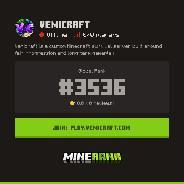 Vemicraft Minecraft Server Reviews - Minerank