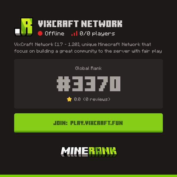VixCraft Network Server IP, Reviews and Vote Link - Minerank