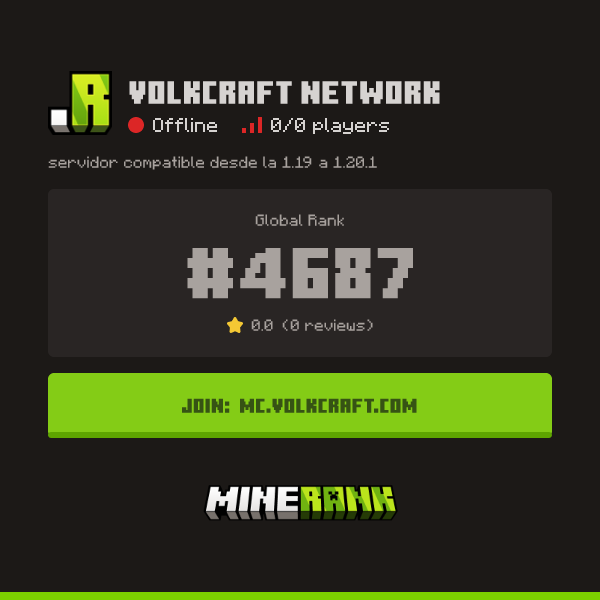 Volkcraft Network Server IP, Reviews and Vote Link - Minerank