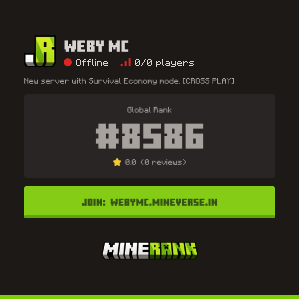 WEBY MC Server IP, Reviews and Vote Link - Minerank